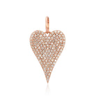 14K Gold Diamond Micro Pave Large Skinny Heart Necklace Charm Rose Gold Izakov Diamonds + Fine Jewelry