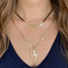14K Gold Diamond Micro Pave Lightning Bolt Necklace Charm Izakov Diamonds + Fine Jewelry