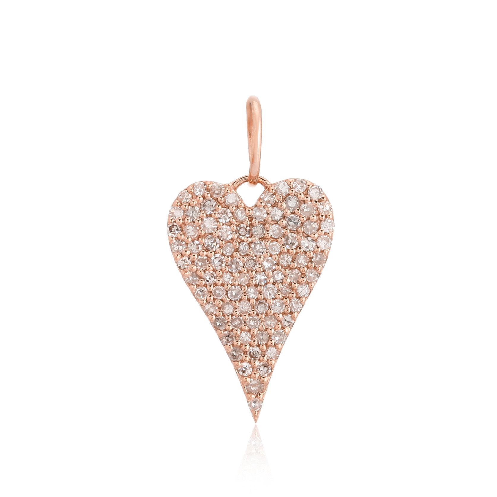 14K Gold Diamond Micro Pave Small Skinny Heart Necklace Charm Rose Gold Izakov Diamonds + Fine Jewelry