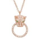 14K Gold Diamond Panther Door Knocker Pendant Necklace Rose Gold Izakov Diamonds + Fine Jewelry