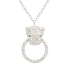 14K Gold Diamond Panther Door Knocker Pendant Necklace White Gold Izakov Diamonds + Fine Jewelry