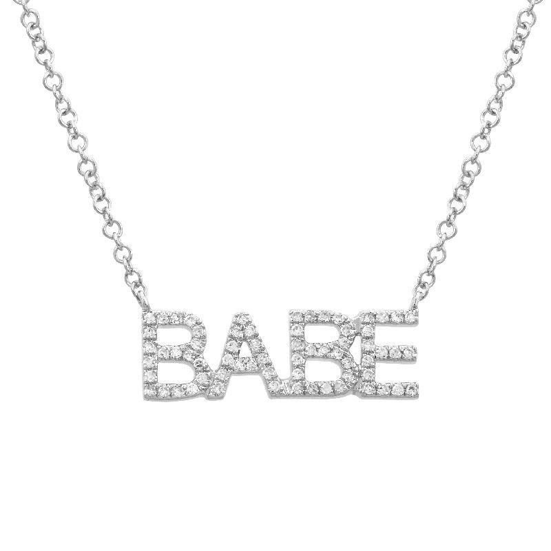 14K Gold Diamond Pave Babe Statement Necklace White Gold Izakov Diamonds + Fine Jewelry