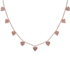 14K Gold Diamond Pave Dangling Hearts Necklace Rose Gold Izakov Diamonds + Fine Jewelry