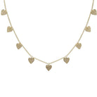 14K Gold Diamond Pave Dangling Hearts Necklace Yellow Gold Izakov Diamonds + Fine Jewelry
