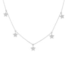 14K Gold Diamond Pave Dangling Stars Necklace White Gold Izakov Diamonds + Fine Jewelry