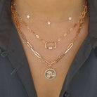 14K Gold Diamond Pave Eye Heart U Coin Necklace Charm - Charms & Pendants - Izakov Diamonds + Fine Jewelry