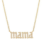 14K Gold Diamond Pave Gothic Mama Statement Necklace Yellow Gold Izakov Diamonds + Fine Jewelry