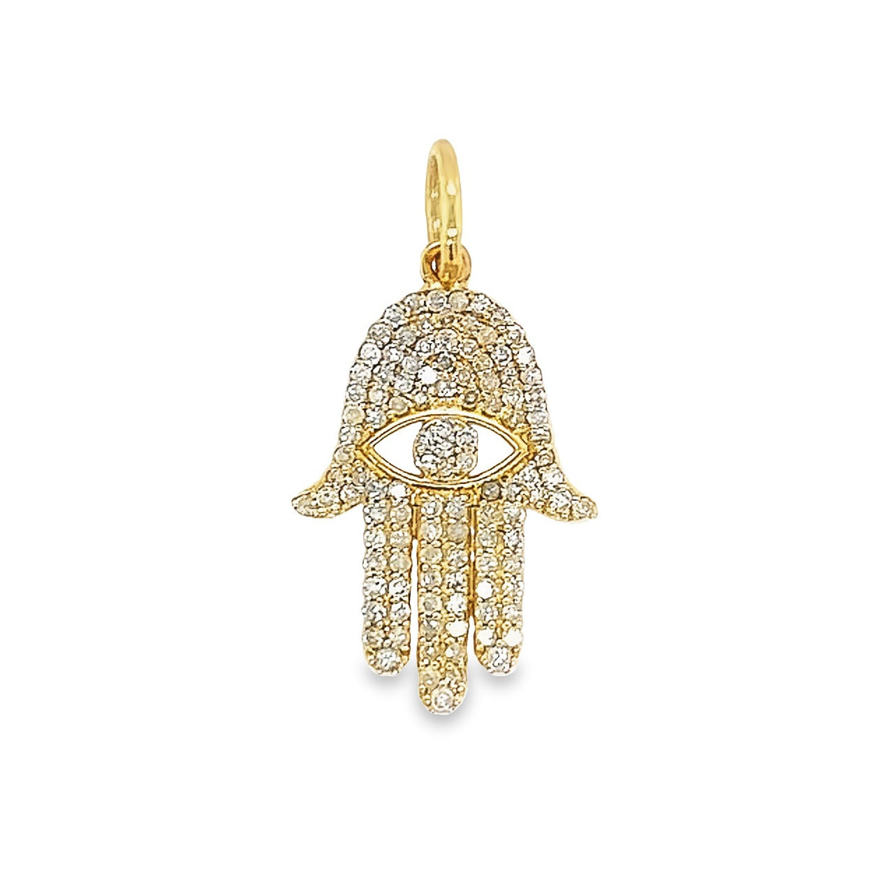 14K Gold Diamond Pave Hamsa Necklace Charm Yellow Gold Charms & Pendants by Izakov Diamonds + Fine Jewelry | Izakov