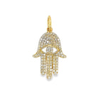 14K Gold Diamond Pave Hamsa Necklace Charm - Charms & Pendants - Izakov Diamonds + Fine Jewelry