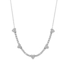 14K Gold Diamond Pave Hearts Tennis Chain Necklace 8.88 / White Gold Izakov Diamonds + Fine Jewelry