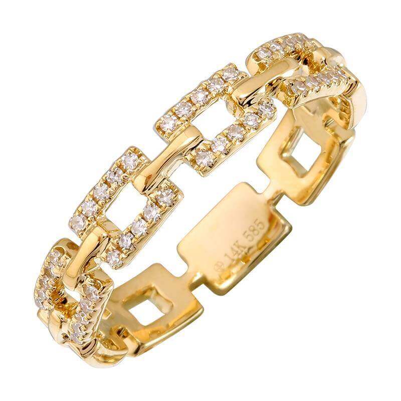 14K Gold Diamond Pave Links Ring - Rings - Izakov Diamonds + Fine Jewelry