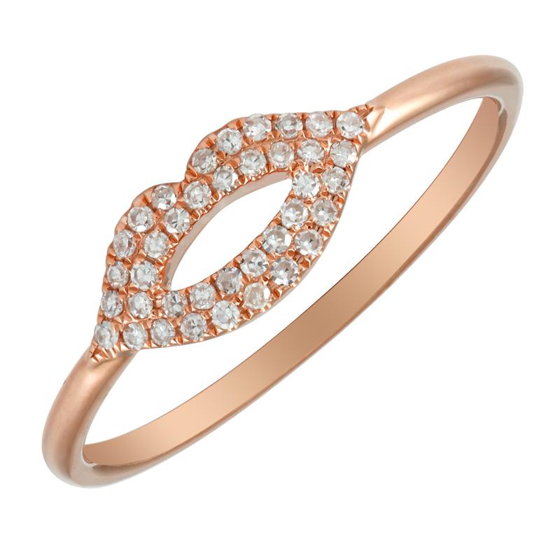 14K Gold Diamond Pave Lips Ring Izakov Diamonds + Fine Jewelry