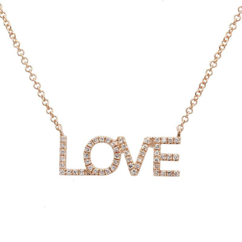 14K Gold Diamond Pave Love Statement Necklace Rose Gold Izakov Diamonds + Fine Jewelry