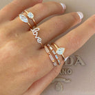 14K Gold Diamond Pave Love Statement Script Ring - Rings - Izakov Diamonds + Fine Jewelry