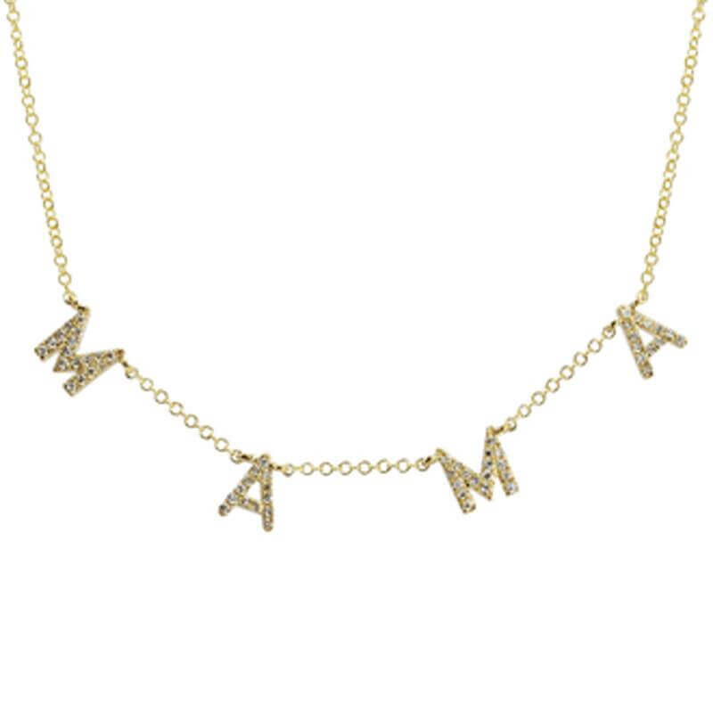 14K Gold Diamond Pave Mama Station Statement Necklace - Necklaces - Izakov Diamonds + Fine Jewelry