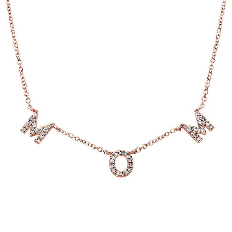 14K Gold Diamond Pave Mom Station Statement Necklace - Necklaces - Izakov Diamonds + Fine Jewelry