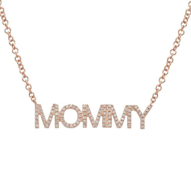 14K Gold Diamond Pave Mommy Statement Necklace Rose Gold Izakov Diamonds + Fine Jewelry