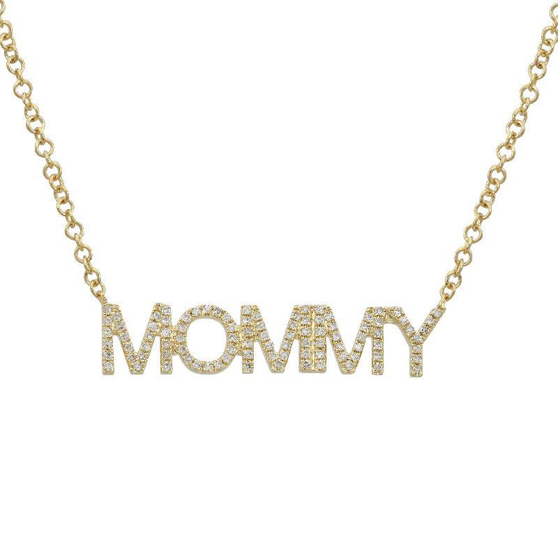 14K Gold Diamond Pave Mommy Statement Necklace Yellow Gold Izakov Diamonds + Fine Jewelry