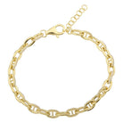 14K Gold Diamond Pave Oval Mariner Link Bracelet Yellow Gold Izakov Diamonds + Fine Jewelry