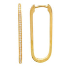 14K Gold Diamond Pave Paper Clip Hoops Yellow Gold Izakov Diamonds + Fine Jewelry