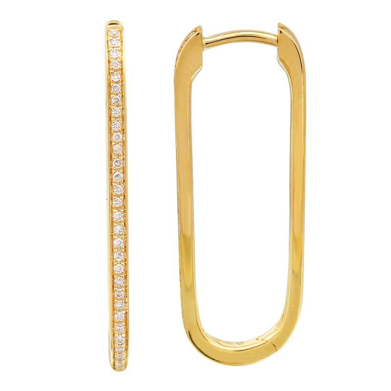 14K Gold Diamond Pave Paper Clip Hoops - Earrings - Izakov Diamonds + Fine Jewelry