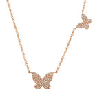 14K Gold Diamond Pave Papillon Butterflies Duo Necklace Rose Gold Izakov Diamonds + Fine Jewelry