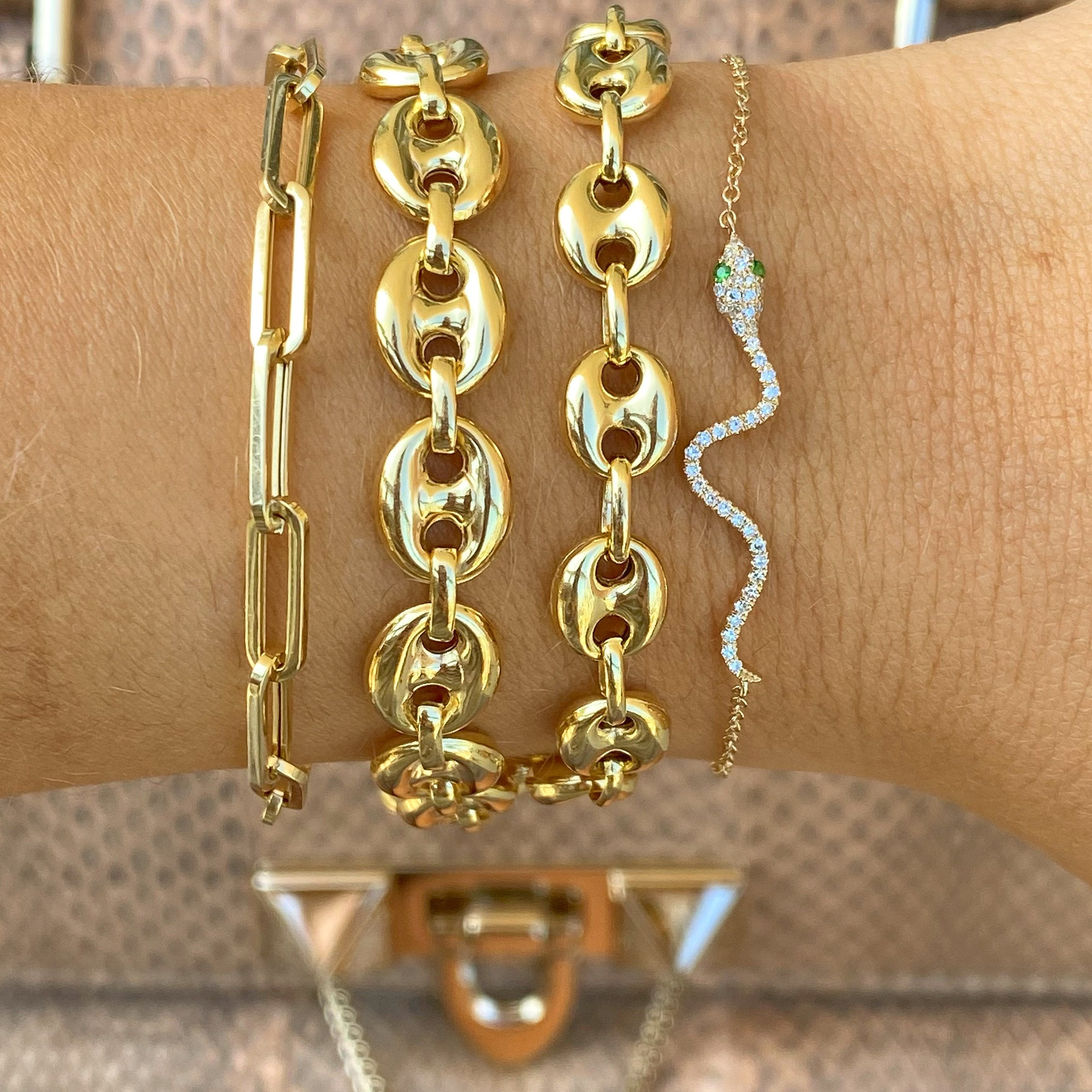 14K Gold Diamond Pave Python Bracelet - Bracelets - Izakov Diamonds + Fine Jewelry