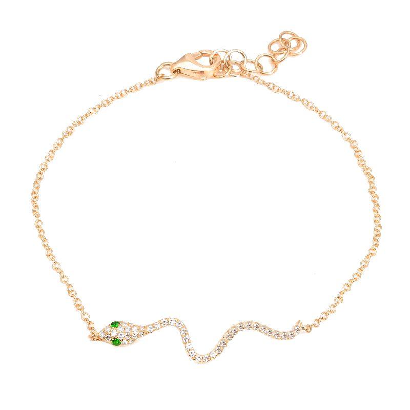 14K Gold Diamond Pave Python Bracelet Rose Gold Izakov Diamonds + Fine Jewelry