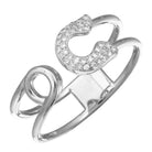 14K Gold Diamond Pave Safety Pin Wrap Ring 6.5 / White Gold Izakov Diamonds + Fine Jewelry