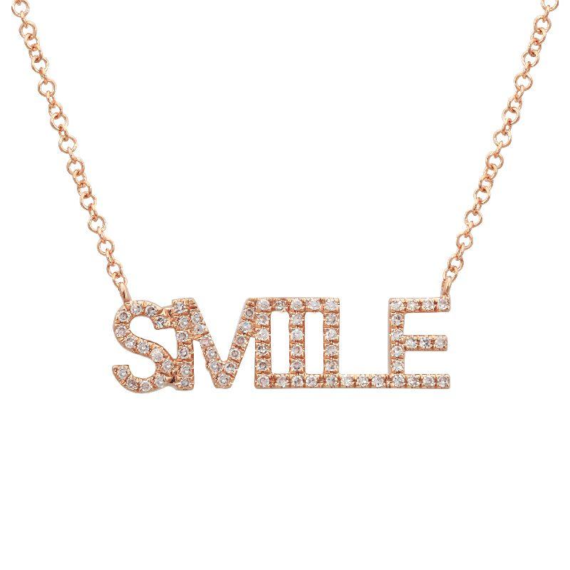 14K Gold Diamond Pave Smile Statement Necklace Rose Gold Izakov Diamonds + Fine Jewelry