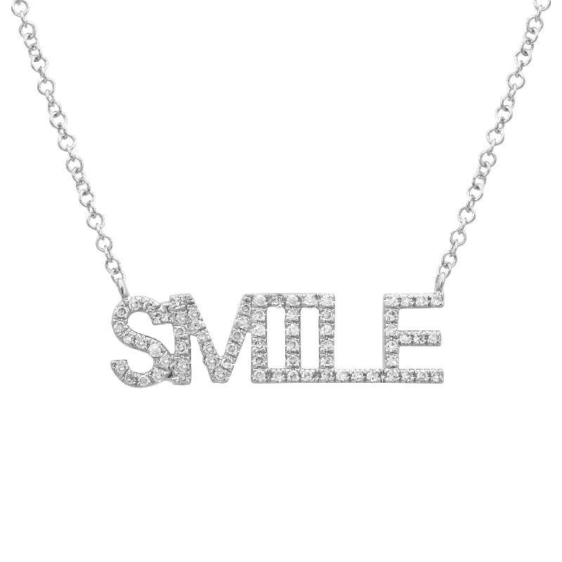 14K Gold Diamond Pave Smile Statement Necklace White Gold Izakov Diamonds + Fine Jewelry