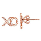 14K Gold Diamond Pave XO Button Earrings Rose Gold Izakov Diamonds + Fine Jewelry