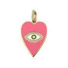 14K Gold Diamond Pink Enamel Eye Heart Charm Yellow Gold Izakov Diamonds + Fine Jewelry