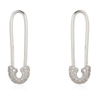 14K Gold Diamond Small Safety Pin Earrings Pair / White Gold Izakov Diamonds + Fine Jewelry