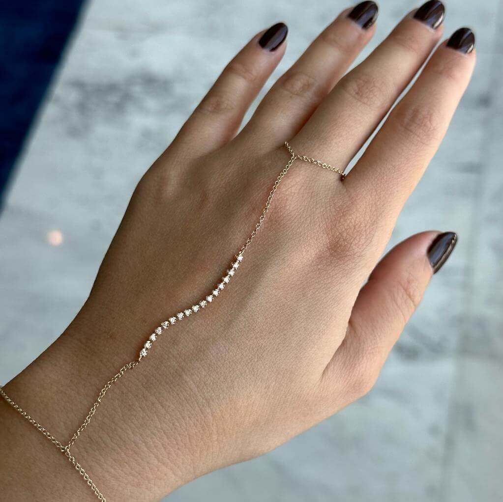 Crystal Hand Chain Stylish Bracelet Chain Link Finger Ring Bracelet for  Women and Girls