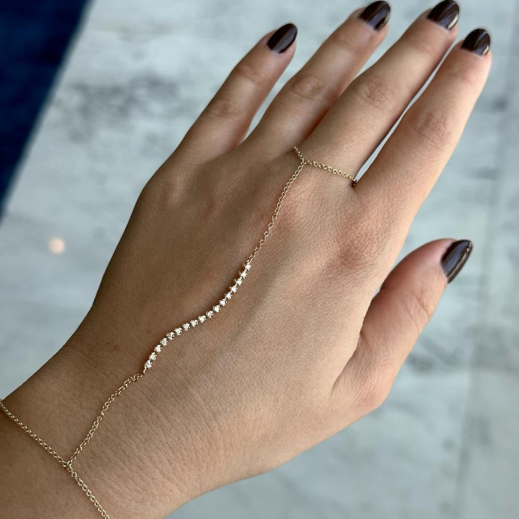 14K Gold Diamond Tennis Hand Chain - Body Jewelry - Izakov Diamonds + Fine Jewelry