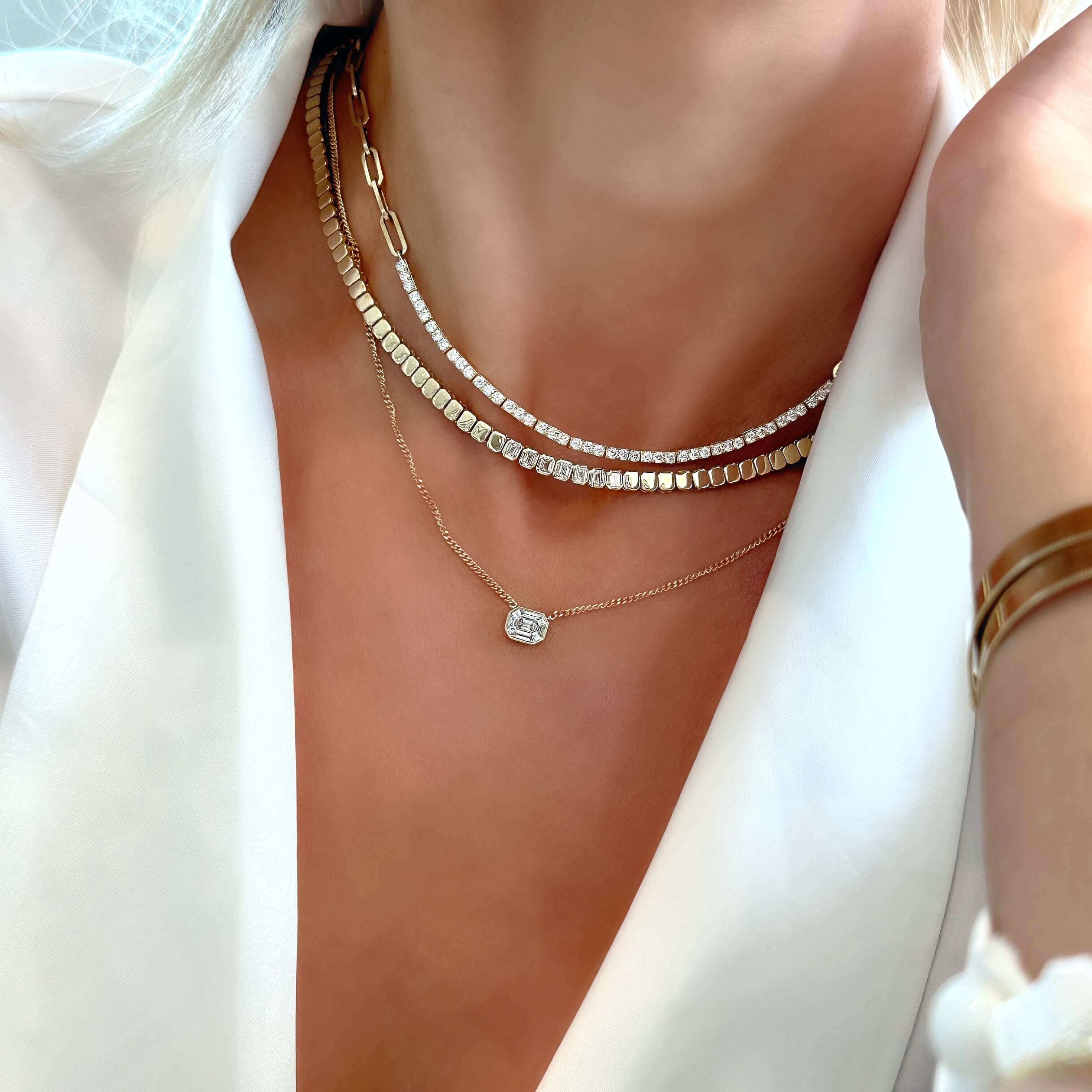 Michelle 14k Yellow Gold Strand Necklace in White Diamond | Kendra Scott