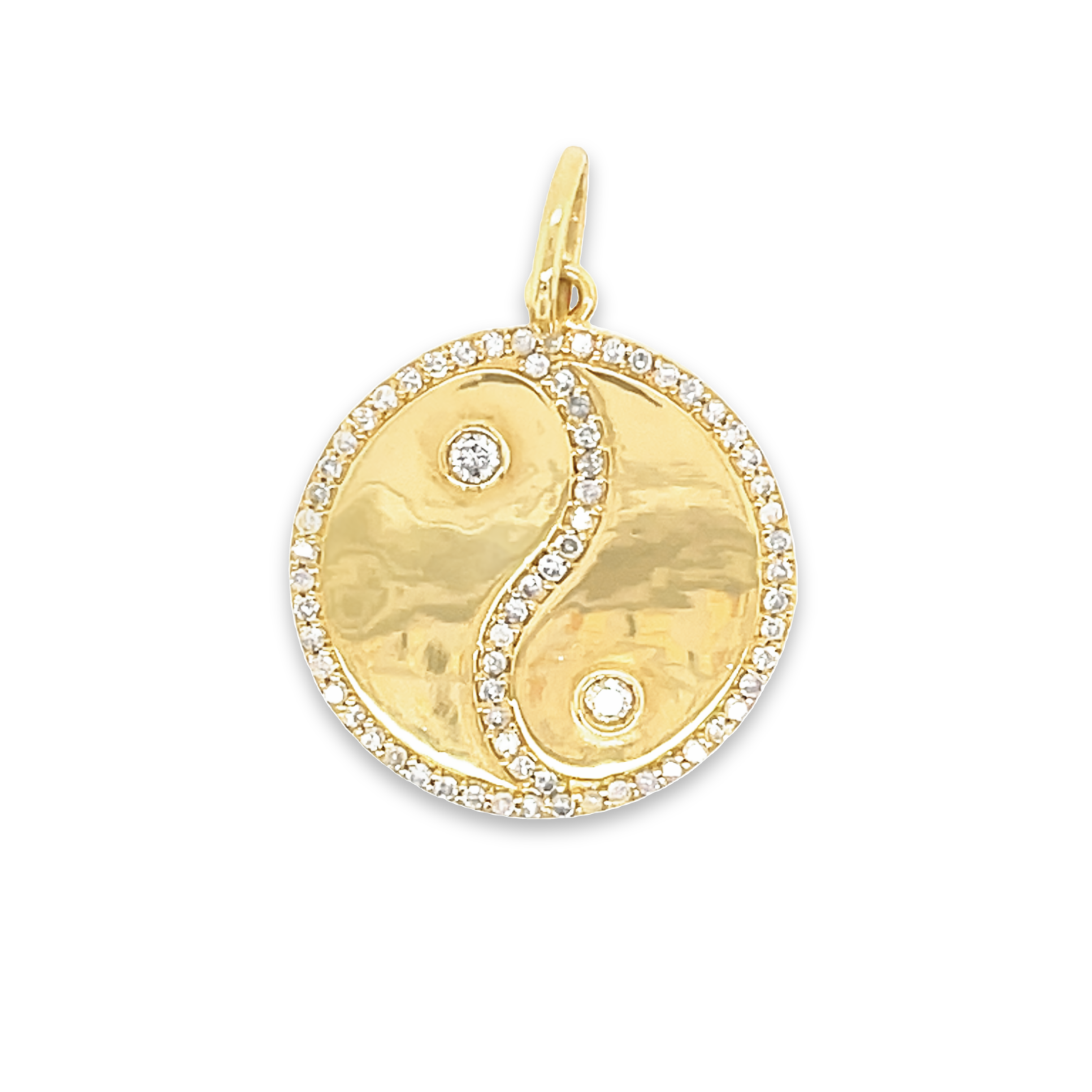 14K Gold Diamond Yin & Yang Necklace Charm Yellow Gold Izakov Diamonds + Fine Jewelry