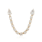 14K Gold Double Pear Shaped Stud Chained Diamonds Earring Yellow Gold Izakov Diamonds + Fine Jewelry