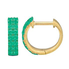 14K Gold Double Row Green Tsavorite Huggies - Earrings - Izakov Diamonds + Fine Jewelry