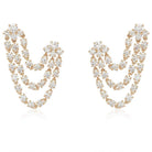 14K Gold Double Stud Chained Diamonds Earring Yellow Gold Izakov Diamonds + Fine Jewelry