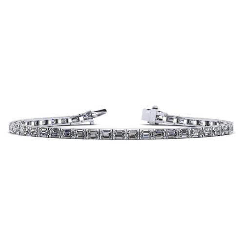 14K Gold East-West Emerald Cut Diamond Tennis Bracelet - Bracelets - Izakov Diamonds + Fine Jewelry