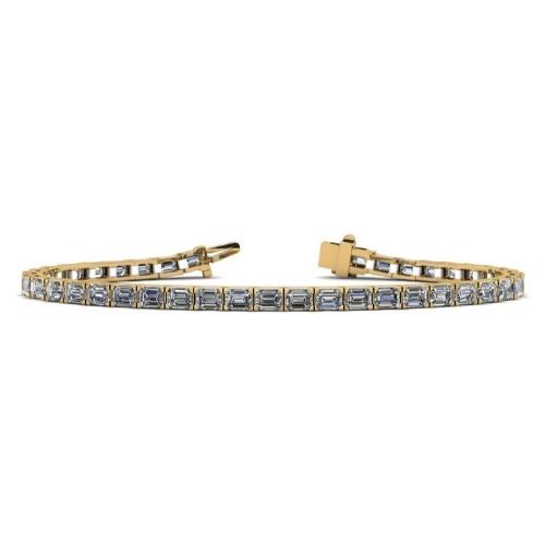 14K Gold East-West Emerald Cut Diamond Tennis Bracelet 7.50 / Yellow Gold Izakov Diamonds + Fine Jewelry