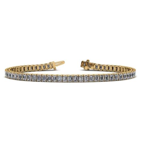 14K Gold Emerald Cut Diamond Tennis Bracelet 10.25 / Yellow Gold Izakov Diamonds + Fine Jewelry