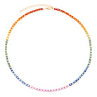 14K Gold Emerald Shaped Rainbow Sapphires Necklace Izakov Diamonds + Fine Jewelry