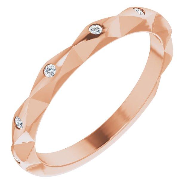 14K Gold Faceted Gypsy Set Diamond Ring 4 / Rose Gold Izakov Diamonds + Fine Jewelry