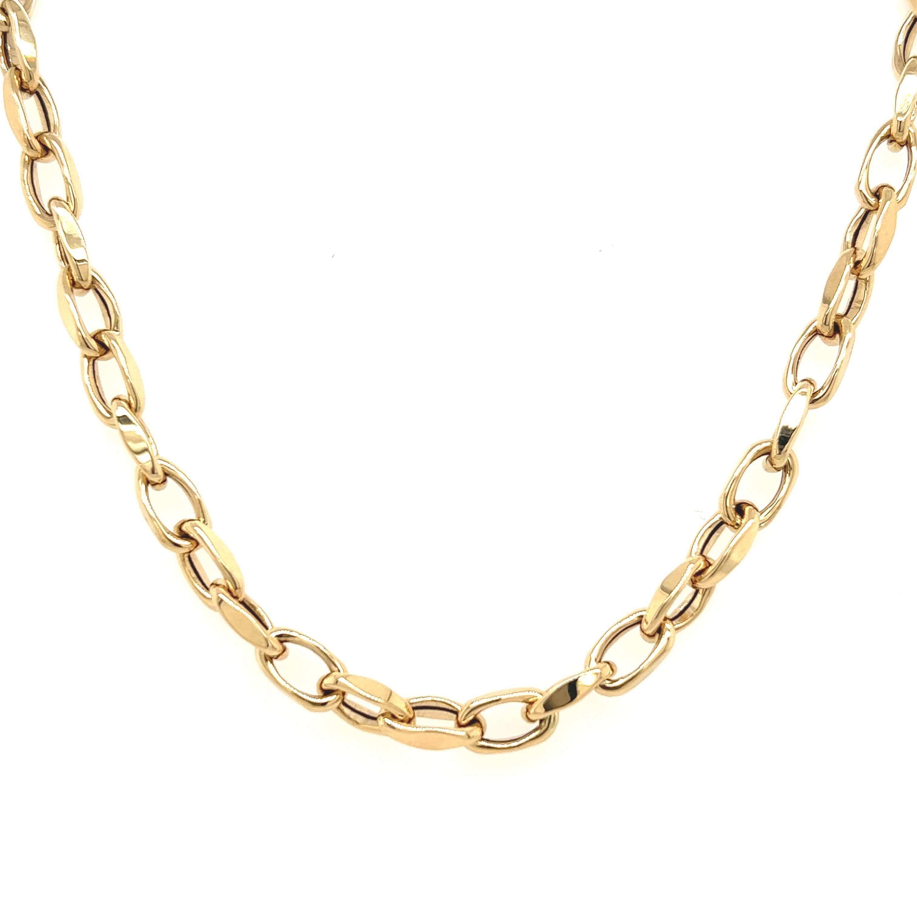 14K Gold Faceted Oval Cable Link Necklace - Necklaces - Izakov Diamonds + Fine Jewelry
