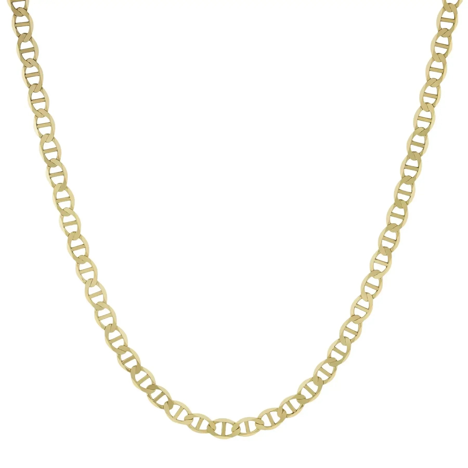 14K Gold Flat Mariner Link Necklace 2mm Yellow Gold Necklaces by Izakov Diamonds + Fine Jewelry | Izakov
