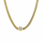 14K Gold Floating Donut Bezel Diamond Cuban Link Necklace Yellow Gold Izakov Diamonds + Fine Jewelry