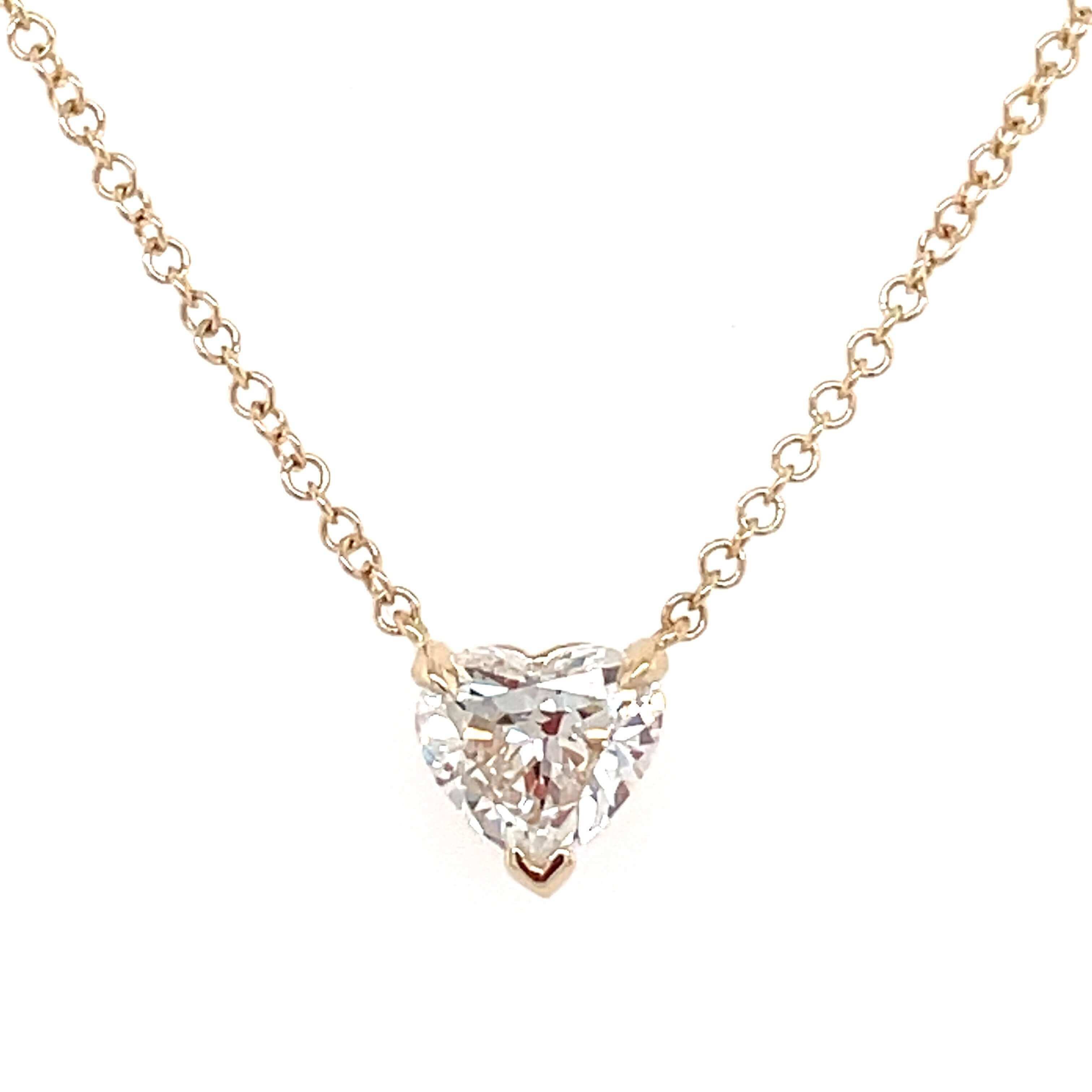 14K Gold Floating Heart Shaped Diamond Necklace - Necklaces - Izakov Diamonds + Fine Jewelry